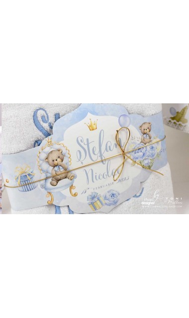 Trusou botez ursulet si broderie personalizata Teddy Bear King 13